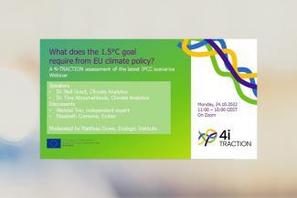 4i-TRACTION webinar: What does the 1.5°C goal require from EU climate policy?