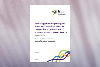 Cover of the 4i-TRACTION research report: Assessing and categorising the latest IPCC scenarios from the perspective of barriers and enablers in the context of the 4 I’s